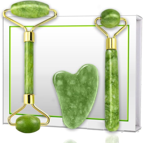 (3 pcs) Jade Roller, Gua Sha Massage Set, Beauty Gifts Sets for Women - Picture 3 of 8